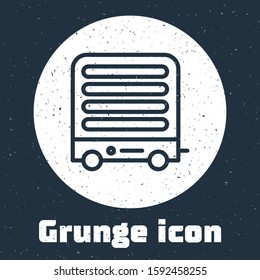 Grunge line Electric heater icon isolated on grey background. Infrared floor heater with remote control. House climate control. Monochrome vintage drawing. Vector Illustration