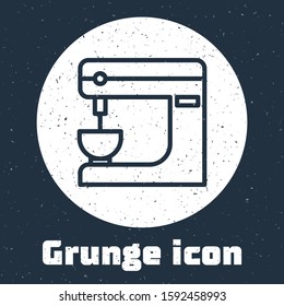 Grunge line Electric mixer icon isolated on grey background. Kitchen blender. Monochrome vintage drawing. Vector Illustration