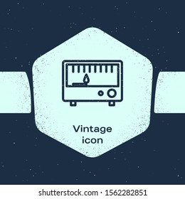 Grunge line Electrical measuring instruments icon isolated on blue background. Analog devices. Electrical appliances. Monochrome vintage drawing. Vector Illustration