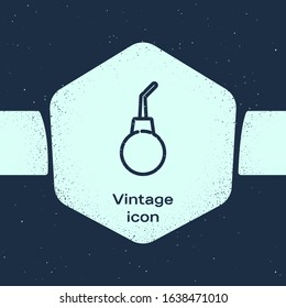 Grunge line Enema pear icon isolated on blue background. Medical rubber pump. Monochrome vintage drawing. Vector Illustration