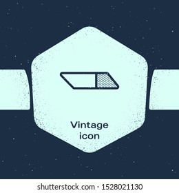 Grunge line Eraser or rubber icon isolated on blue background. Monochrome vintage drawing. Vector Illustration
