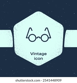 Grunge line Eyeglasses icon isolated on blue background. Monochrome vintage drawing. Vector