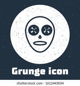 Grunge line Facial cosmetic mask icon isolated on grey background. Cosmetology, medicine and health care. Monochrome vintage drawing. Vector Illustration