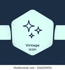 Grunge line Falling star icon isolated on blue background. Shooting star with star trail. Meteoroid, meteorite, comet, asteroid, star icon. Monochrome vintage drawing. Vector Illustration