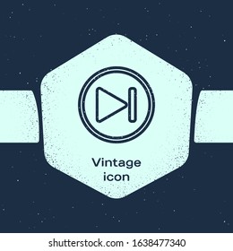 Grunge line Fast forward icon isolated on blue background. Monochrome vintage drawing. Vector Illustration