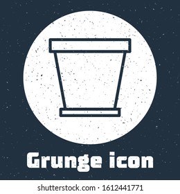 Grunge line Flower pot icon isolated on grey background. Monochrome vintage drawing. Vector Illustration