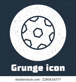 Grunge line Football ball icon isolated on grey background. Soccer ball. Sport equipment. Monochrome vintage drawing. Vector