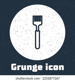 Grunge line Fork icon isolated on grey background. Cutlery symbol. Monochrome vintage drawing. Vector Illustration