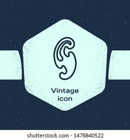 Grunge line French curves icon isolated on blue background. Sewing equipment. Monochrome vintage drawing. Vector Illustration