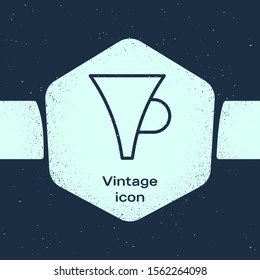 Grunge line Funnel or filter icon isolated on blue background. Monochrome vintage drawing. Vector Illustration