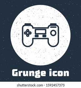 Grunge line Gamepad icon isolated on grey background. Game controller. Monochrome vintage drawing. Vector Illustration