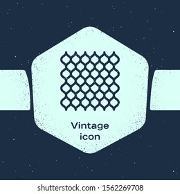 Grunge line Garden fence wooden icon isolated on blue background. Monochrome vintage drawing. Vector Illustration