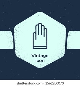 Grunge line Gloves icon isolated on blue background. Extreme sport. Diving underwater equipment. Monochrome vintage drawing. Vector Illustration