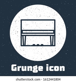 Grunge line Grand piano icon isolated on grey background. Musical instrument. Monochrome vintage drawing. Vector Illustration