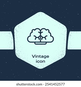 Línea Grunge Gráfico, horario, gráfico, diagrama, infografía, icono de gráfico circular aislado sobre fondo azul. Dibujo vintage monocromo. Ilustración vectorial