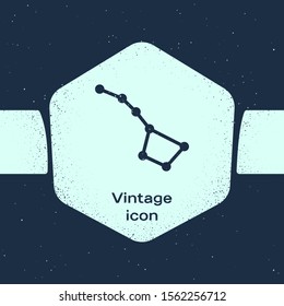 Grunge line Great Bear constellation icon isolated on blue background. Monochrome vintage drawing. Vector Illustration