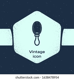 Grunge line Hair brush for dog and cat icon isolated on blue background. Brush for animal fur. Pet accessory. Monochrome vintage drawing. Vector Illustration