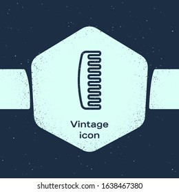 Grunge line Hairbrush icon isolated on blue background. Comb hair sign. Barber symbol. Monochrome vintage drawing. Vector Illustration