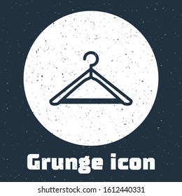 Grunge line Hanger wardrobe icon isolated on grey background. Cloakroom icon. Clothes service symbol. Laundry hanger sign. Monochrome vintage drawing. Vector Illustration