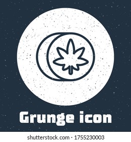 Línea gruesa Icono de comprimidos de éxtasis herbal aislados en fondo gris. Dibujo vintage monocromo. Ilustración vectorial