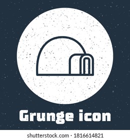 Grunge line Igloo ice house icon isolated on grey background. Snow home, Eskimo dome-shaped hut winter shelter, made of blocks. Monochrome vintage drawing. Vector.