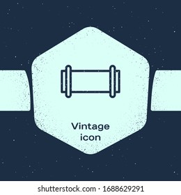 Grunge line Industry metallic pipe icon isolated on blue background. Monochrome vintage drawing. Vector Illustration