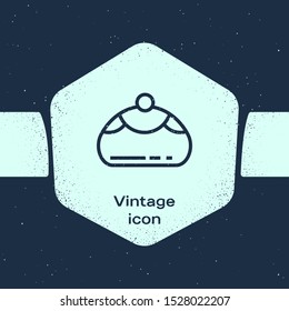 Grunge line Jewish sweet bakery icon isolated on blue background. Hanukkah sufganiyot. Jewish easter cake. Monochrome vintage drawing. Vector Illustration