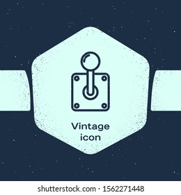 Grunge line Joystick for arcade machine icon isolated on blue background. Joystick gamepad. Monochrome vintage drawing. Vector Illustration