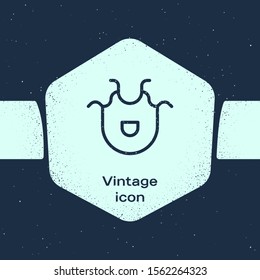 Grunge line Kitchen apron icon isolated on blue background. Chef uniform for cooking. Monochrome vintage drawing. Vector Illustration