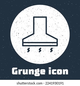 Grunge line Kitchen extractor fan icon isolated on grey background. Cooker hood. Kitchen exhaust. Household appliance. Monochrome vintage drawing. Vector Illustration