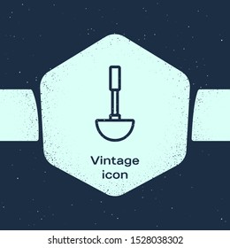 Grunge line Kitchen ladle icon isolated on blue background. Cooking utensil. Cutlery spoon sign. Monochrome vintage drawing. Vector Illustration