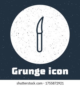 Grunge line Knife icon isolated on grey background. Cutlery symbol. Monochrome vintage drawing. Vector Illustration