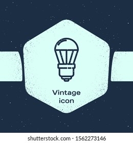 Grunge Line LED Light Bulb Icon Isolated On Blue Background. Economical LED Illuminated Lightbulb. Save Energy Lamp. Monochrome Vintage Drawing. Vector Illustration