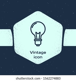 Grunge line Light bulb with concept of idea icon isolated on blue background. Energy and idea symbol. Inspiration concept. Monochrome vintage drawing. Vector Illustration