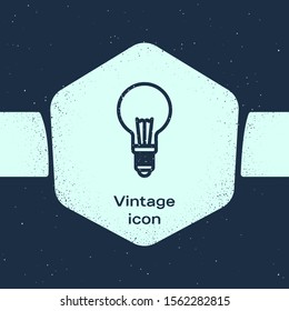 Grunge line Light bulb with concept of idea icon isolated on blue background. Energy and idea symbol. Inspiration concept. Monochrome vintage drawing. Vector Illustration