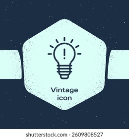 Grunge line Light bulb with concept of idea icon isolated on blue background. Energy and idea symbol. Inspiration concept. Monochrome vintage drawing. Vector Illustration