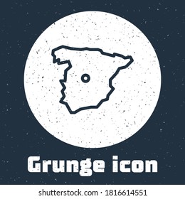 Icono de la línea gruesa Mapa de España aislado en fondo gris. Dibujo vintage monocromo. Vector.