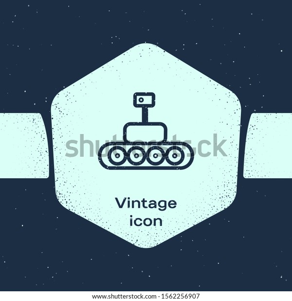 Grunge line Mars\
rover icon isolated on blue background. Space rover. Moonwalker\
sign. Apparatus for studying planets surface. Monochrome vintage\
drawing. Vector\
Illustration