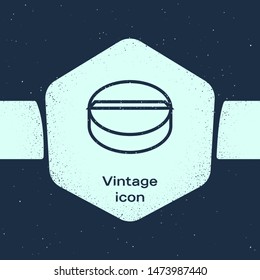 Grunge line Medicine pill or tablet icon isolated on blue background. Capsule pill and drug sign. Pharmacy design. Monochrome vintage drawing. Vector Illustration