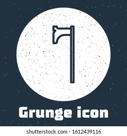 Grunge line Medieval axe icon isolated on grey background. Battle axe, executioner axe. Medieval weapon. Monochrome vintage drawing. Vector Illustration