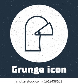 Grunge line Medieval iron helmet for head protection icon isolated on grey background. Monochrome vintage drawing. Vector Illustration