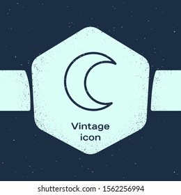 Grunge line Moon and stars icon isolated on blue background. Monochrome vintage drawing. Vector Illustration