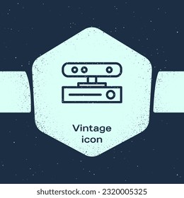 Grunge-Linie Motion Sensor Symbol einzeln auf blauem Hintergrund. Einfarbige Vintage-Zeichnung. Vektorgrafik