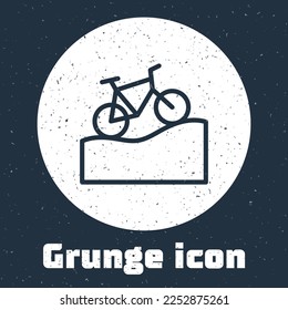 Grunge line Mountain bicycle icon isolated on grey background. Bike race. Extreme sport. Sport equipment. Monochrome vintage drawing. Vector