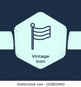 Grunge line National Germany flag icon isolated on blue background. Monochrome vintage drawing. Vector Illustration