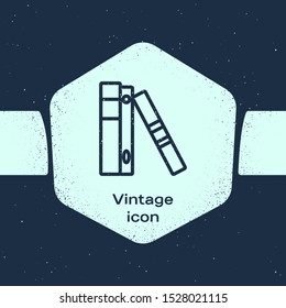 Grunge line Office folders with papers and documents icon isolated on blue background. Office binders. Archives folder sign. Monochrome vintage drawing. Vector Illustration