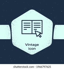 Grunge line Online book icon isolated on blue background. Internet education concept, e-learning resources, distant online courses. Monochrome vintage drawing. Vector Illustration