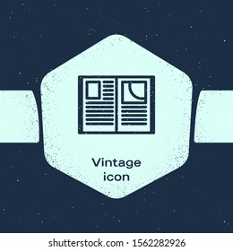 Grunge line Open book icon isolated on blue background. Monochrome vintage drawing. Vector Illustration