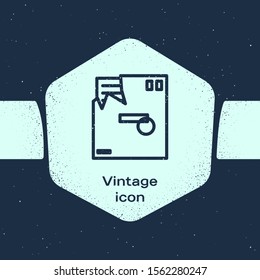 Grunge line Ordered envelope icon isolated on blue background. Email message letter symbol. Monochrome vintage drawing. Vector Illustration