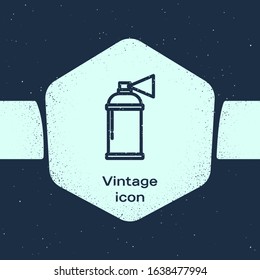 Grunge line Paint spray can icon isolated on blue background. Monochrome vintage drawing. Vector Illustration